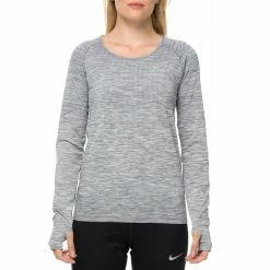 Εκπτωση ✔️ Γυναικεία αθλητική μακρυμάνικη μπλούζα NIKE DF KNIT TOP LS γκρι ⌛