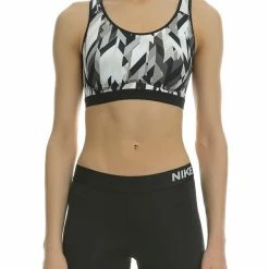 Ολοκαίνουργιο 👏 Γυναικείο αθλητικό μπουστάκι Nike PRO Fierce GEO PRSM άσπρο - μαύρο 👍