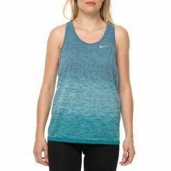 Φτηνός 🤩 Γυναικείο αθλητικό φανελάκι Nike Dri FIT KNIT μπλε-γκρι 🔔