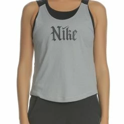 Best Pirce 🎉 Γυναικεία αμάνικη μπλούζα NIKE DRY TANK ELSTKA CROP GRX γκρι 🧨