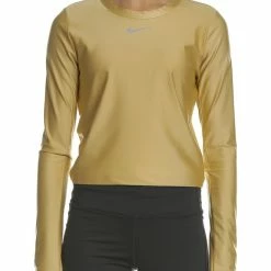 Εξοδος 👍 Γυναικεία μακρυμάνικη μπλούζα NIKE SPEED TOP LS χρυσή 🔥
