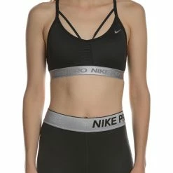 Η καλύτερη συμφωνία 🔔 Γυναικείο αθλητικό μπουστάκι Nike Indy Aeroadapt μαύρο-ασημί ⭐