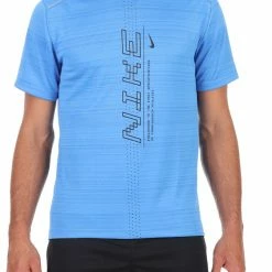 Φτηνός 🎉 Ανδρική μπλούζα NIKE DRY MILER SS PO GX FF μπλε 🔥