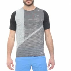 Προώθηση 🥰 Ανδρικό T-shirt NIKE RISE 365 TOP SS HYBRID FF γκρι μαύρο 🌟